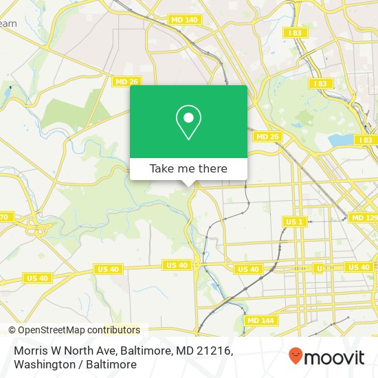 Morris W North Ave, Baltimore, MD 21216 map
