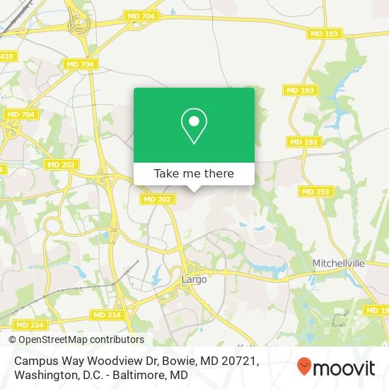 Campus Way Woodview Dr, Bowie, MD 20721 map