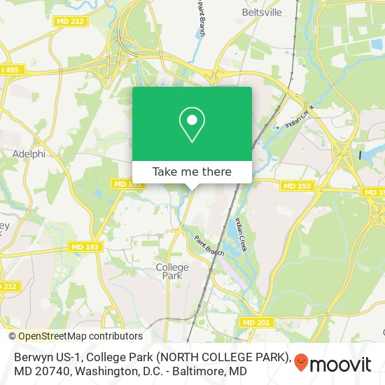 Berwyn US-1, College Park (NORTH COLLEGE PARK), MD 20740 map