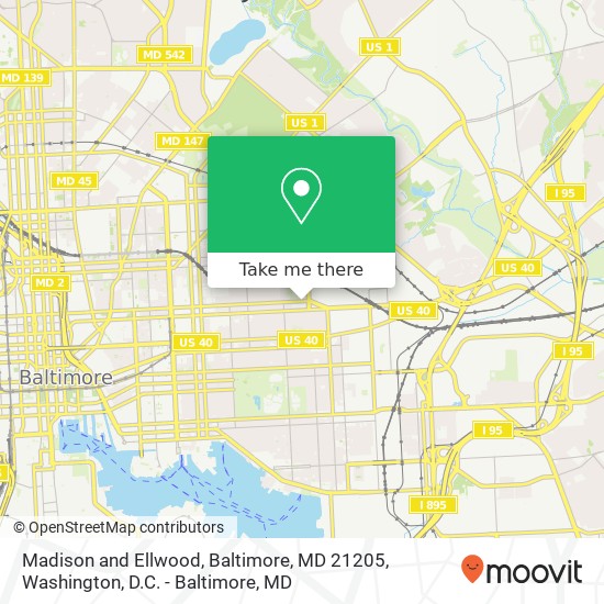 Mapa de Madison and Ellwood, Baltimore, MD 21205