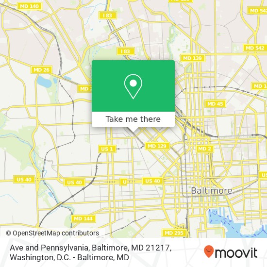 Mapa de Ave and Pennsylvania, Baltimore, MD 21217