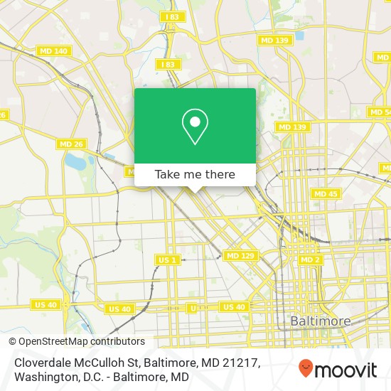 Mapa de Cloverdale McCulloh St, Baltimore, MD 21217