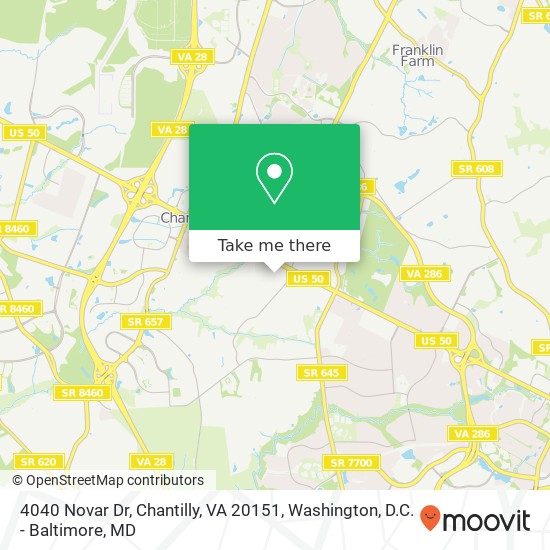 Mapa de 4040 Novar Dr, Chantilly, VA 20151