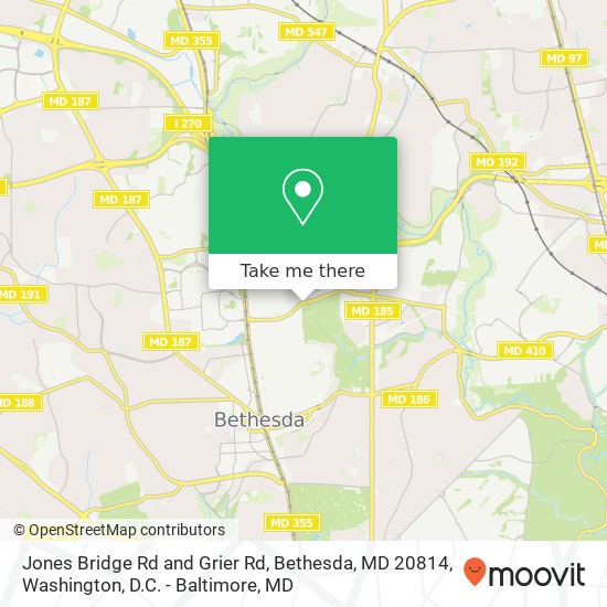 Jones Bridge Rd and Grier Rd, Bethesda, MD 20814 map