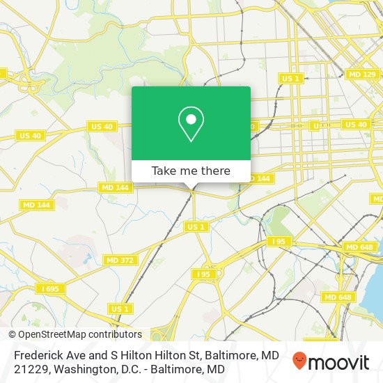 Mapa de Frederick Ave and S Hilton Hilton St, Baltimore, MD 21229