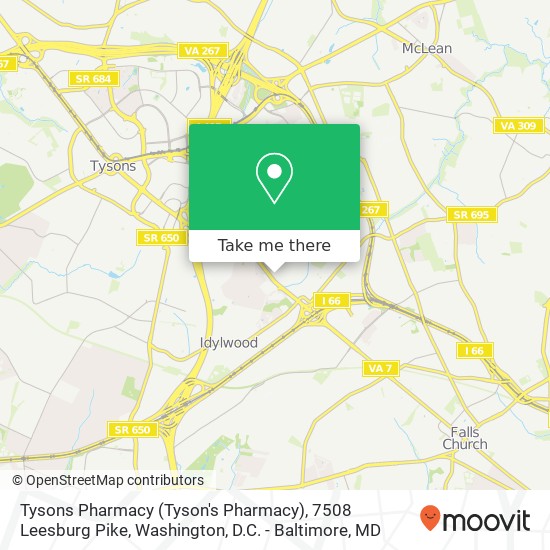 Tysons Pharmacy (Tyson's Pharmacy), 7508 Leesburg Pike map