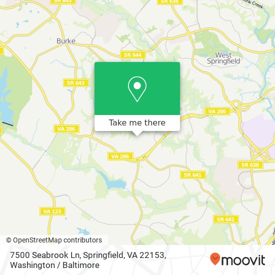 Mapa de 7500 Seabrook Ln, Springfield, VA 22153