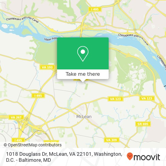 Mapa de 1018 Douglass Dr, McLean, VA 22101