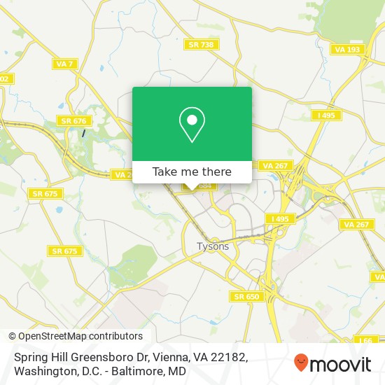 Mapa de Spring Hill Greensboro Dr, Vienna, VA 22182
