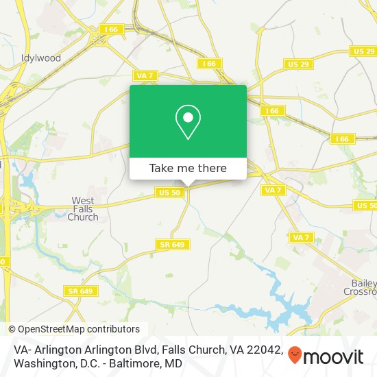 Mapa de VA- Arlington Arlington Blvd, Falls Church, VA 22042