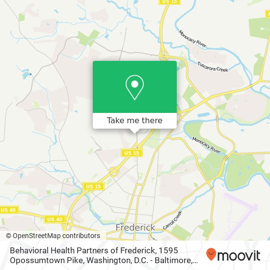 Behavioral Health Partners of Frederick, 1595 Opossumtown Pike map