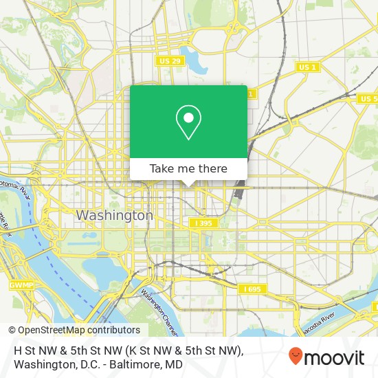H St NW & 5th St NW map