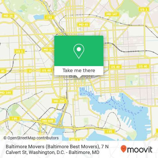 Mapa de Baltimore Movers (Baltimore Best Movers), 7 N Calvert St