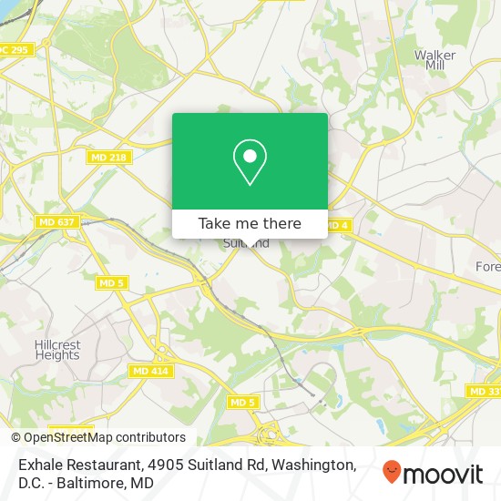 Exhale Restaurant, 4905 Suitland Rd map