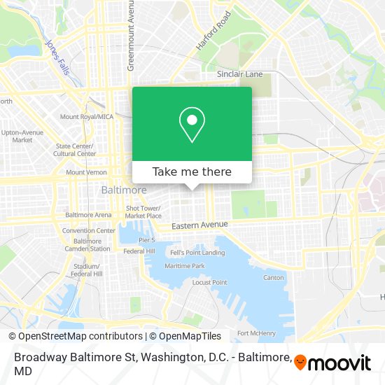 Mapa de Broadway Baltimore St