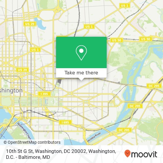 Mapa de 10th St G St, Washington, DC 20002