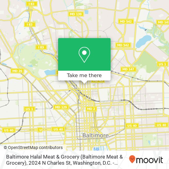 Mapa de Baltimore Halal Meat & Grocery (Baltimore Meat & Grocery), 2024 N Charles St