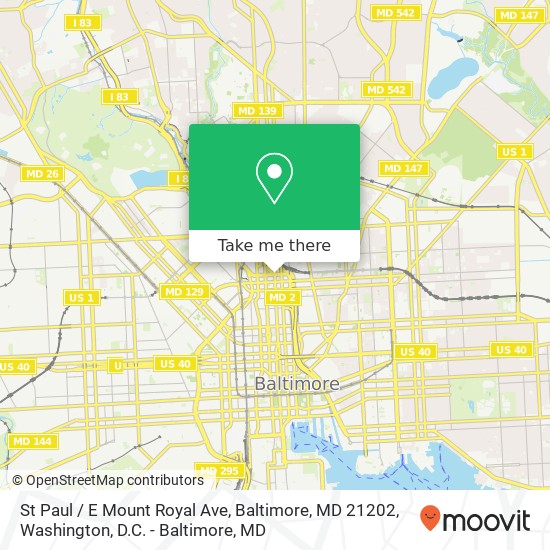 St Paul / E Mount Royal Ave, Baltimore, MD 21202 map