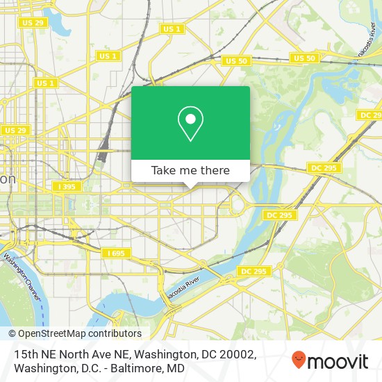 Mapa de 15th NE North Ave NE, Washington, DC 20002