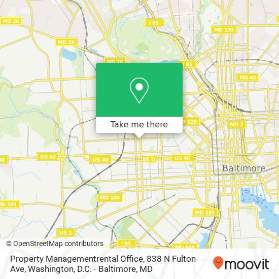Mapa de Property Managementrental Office, 838 N Fulton Ave