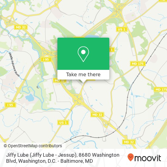 Mapa de Jiffy Lube (Jiffy Lube - Jessup), 8680 Washington Blvd