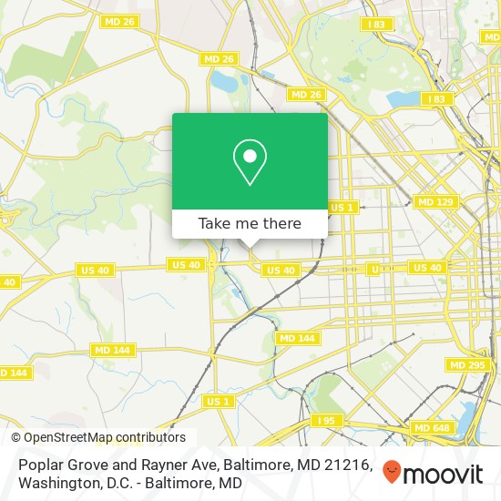 Poplar Grove and Rayner Ave, Baltimore, MD 21216 map