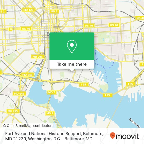 Mapa de Fort Ave and National Historic Seaport, Baltimore, MD 21230