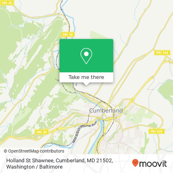 Mapa de Holland St Shawnee, Cumberland, MD 21502