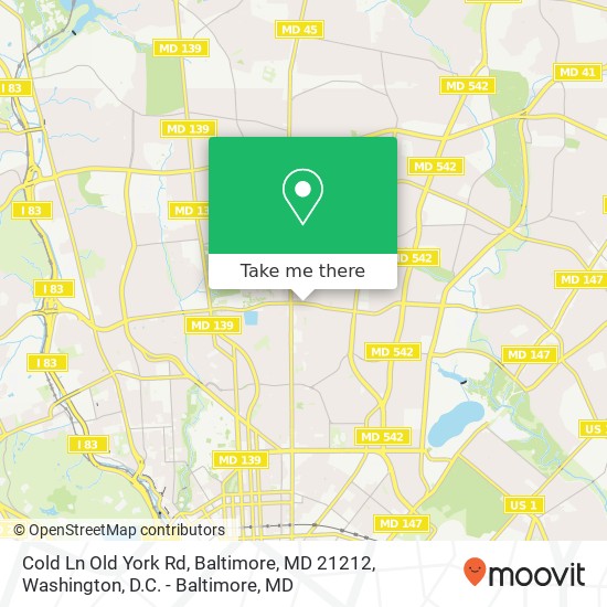 Mapa de Cold Ln Old York Rd, Baltimore, MD 21212