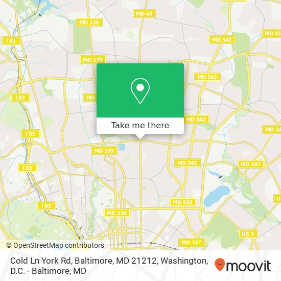 Mapa de Cold Ln York Rd, Baltimore, MD 21212