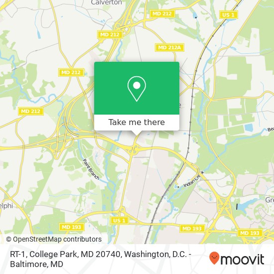 Mapa de RT-1, College Park, MD 20740