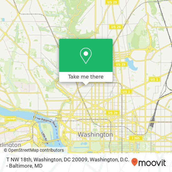 Mapa de T NW 18th, Washington, DC 20009