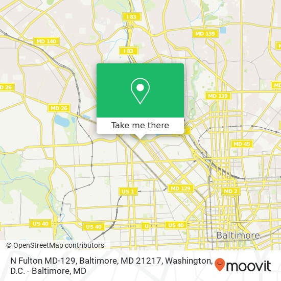 Mapa de N Fulton MD-129, Baltimore, MD 21217