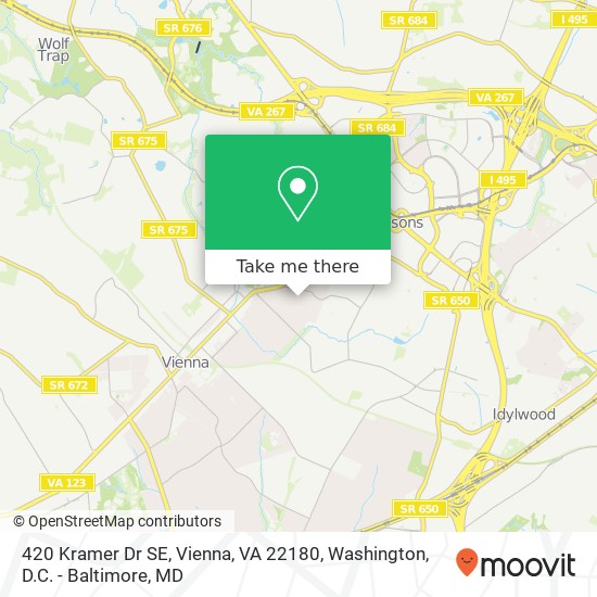 Mapa de 420 Kramer Dr SE, Vienna, VA 22180