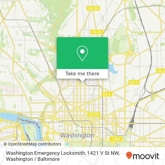 Washington Emergency Locksmith, 1421 V St NW map