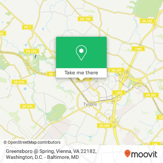 Mapa de Greensboro @ Spring, Vienna, VA 22182