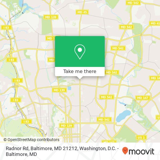 Mapa de Radnor Rd, Baltimore, MD 21212