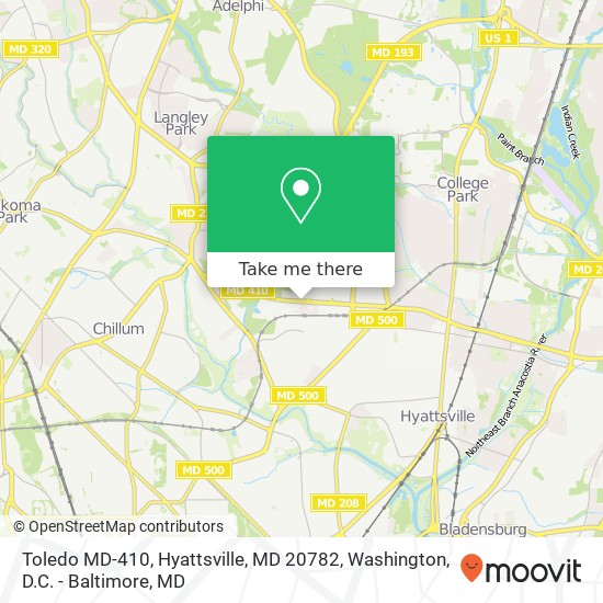 Mapa de Toledo MD-410, Hyattsville, MD 20782