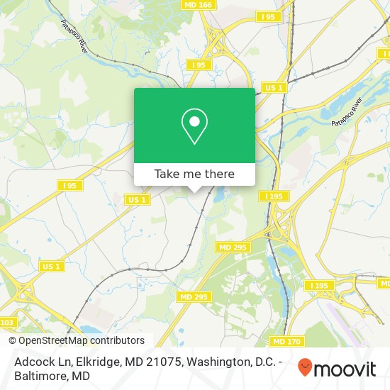 Mapa de Adcock Ln, Elkridge, MD 21075