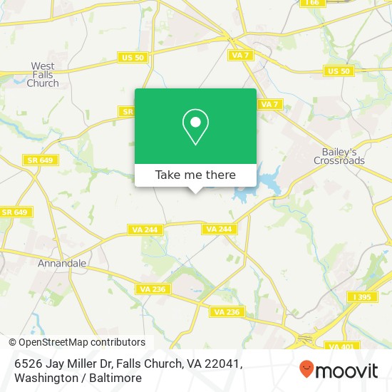 Mapa de 6526 Jay Miller Dr, Falls Church, VA 22041