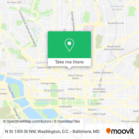 N St 10th St NW map
