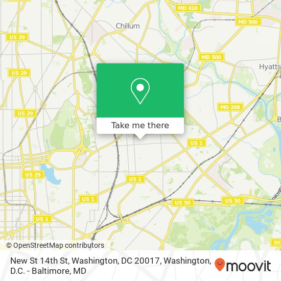New St 14th St, Washington, DC 20017 map