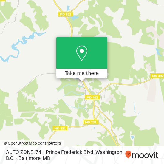 Mapa de AUTO ZONE, 741 Prince Frederick Blvd