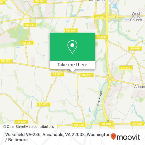 Mapa de Wakefield VA-236, Annandale, VA 22003