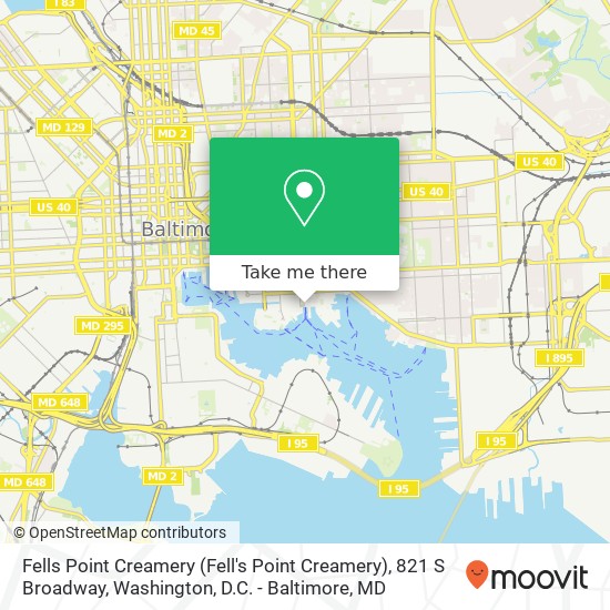 Mapa de Fells Point Creamery (Fell's Point Creamery), 821 S Broadway
