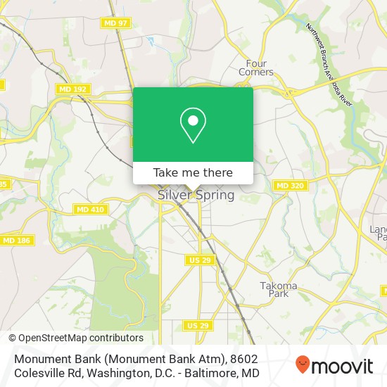 Mapa de Monument Bank (Monument Bank Atm), 8602 Colesville Rd