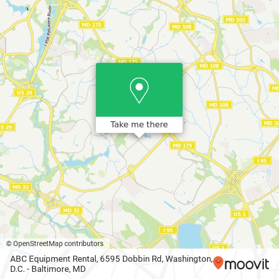 ABC Equipment Rental, 6595 Dobbin Rd map