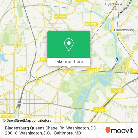 Bladensburg Queens Chapel Rd, Washington, DC 20018 map