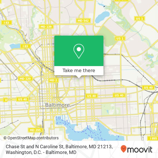Chase St and N Caroline St, Baltimore, MD 21213 map