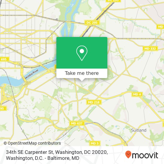 Mapa de 34th SE Carpenter St, Washington, DC 20020